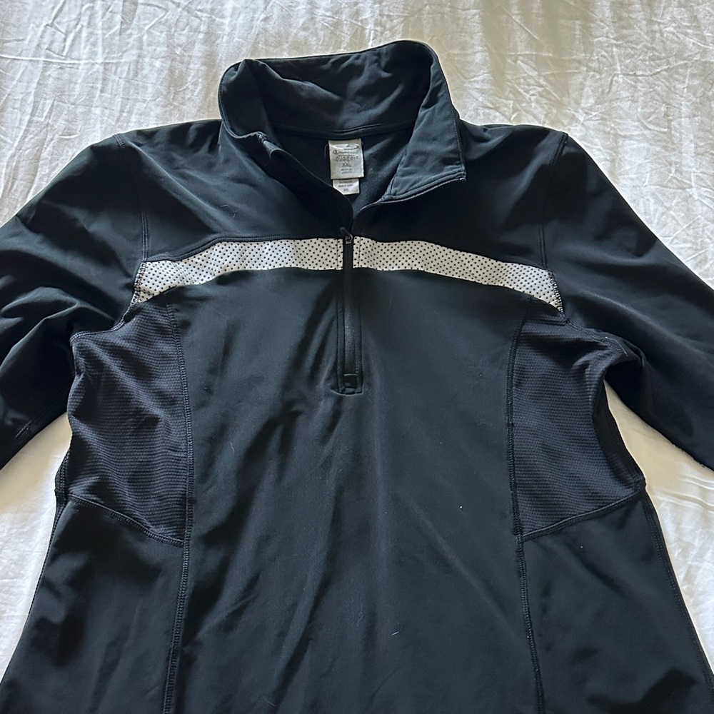 Champion Black Quarter-Zip Pullover with White Stripe